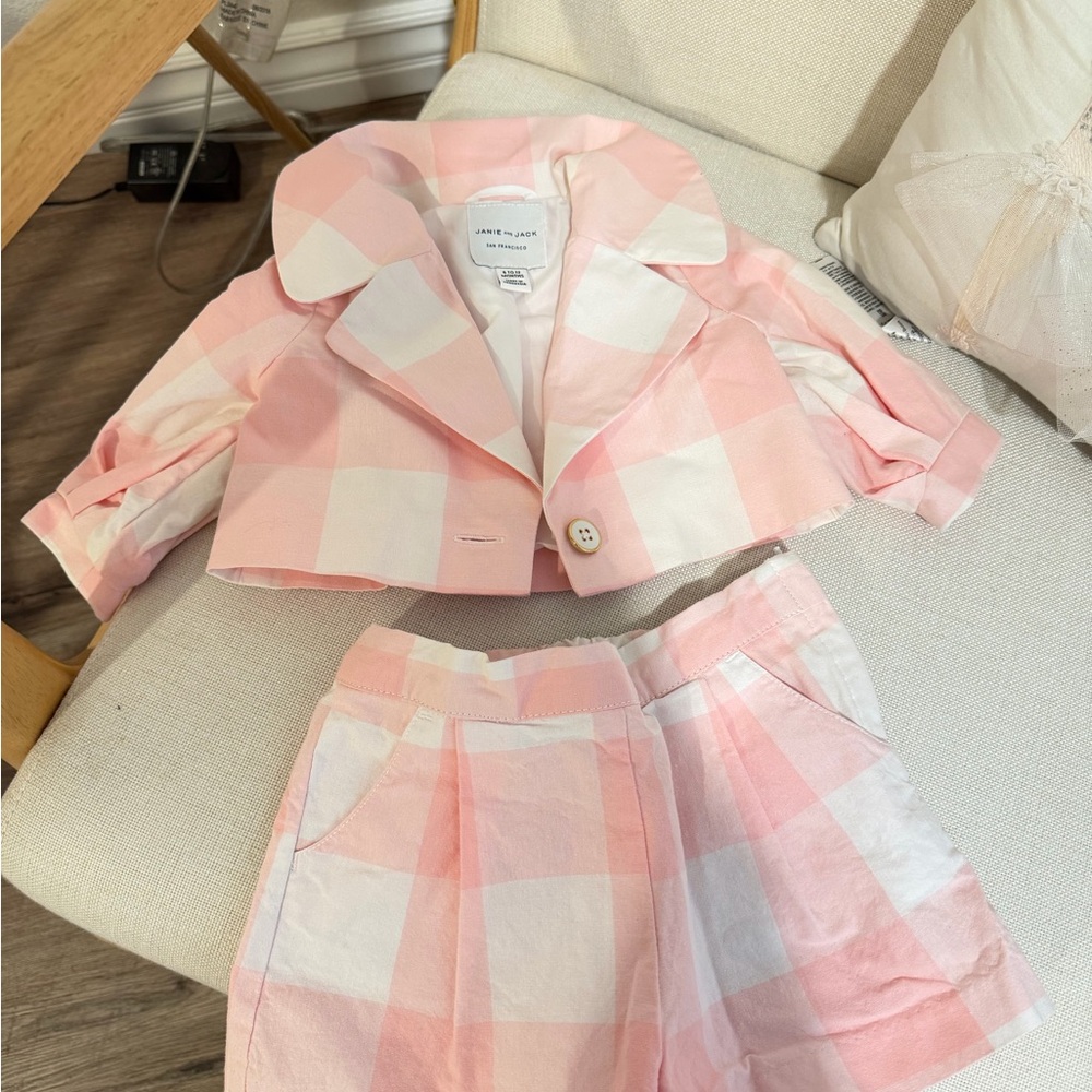 Janie and Jack Pink and White Kids Matching Set